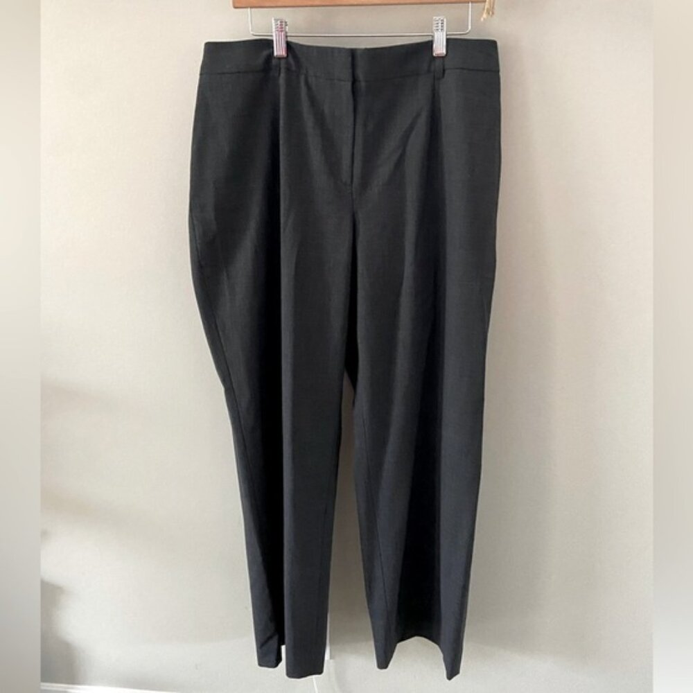 Womens Curve Straight leg Charcoal Grey Pleated Wool Blend Trouser